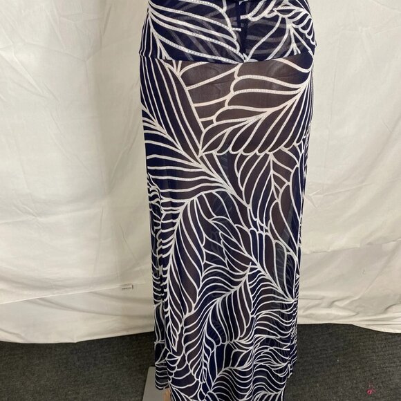 Devon Windsor Women's Akris Sheer Resort Skirt Navy Palm Print Size S - Picture 3 of 9